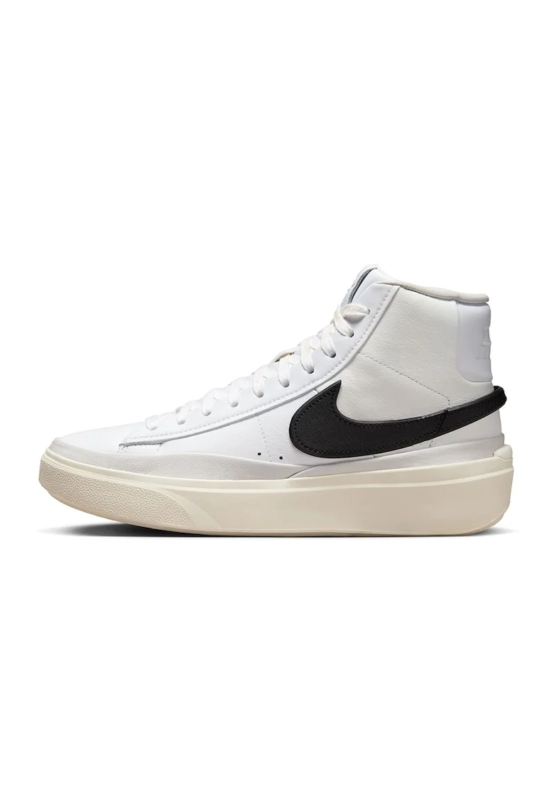 Pantofi sport din piele si piele ecologica Blazer Revenant, Alb/Negru/Crem