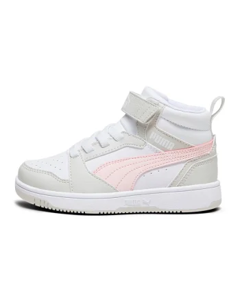 Pantofi sport mid-cut cu velcro Rebound V6, Alb/Gri deschis/Roz