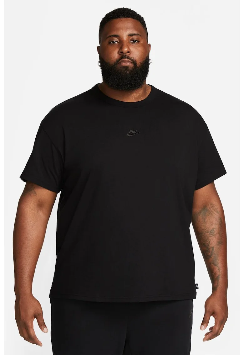 Tricou lejer din bumbac Sportwear Premium Essential, Negru