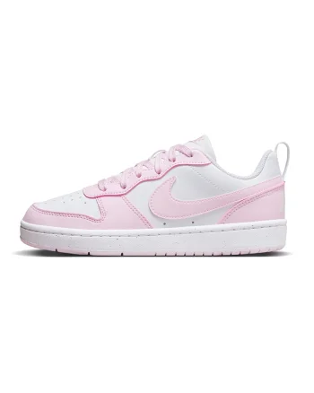 Pantofi sport din piele ecologica Court Borough, Alb/Roz