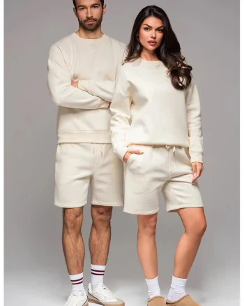 Bluza de trening unisex cu maneci cazute, Crem