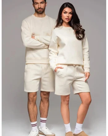 Pantaloni de trening scurti unisex, Crem