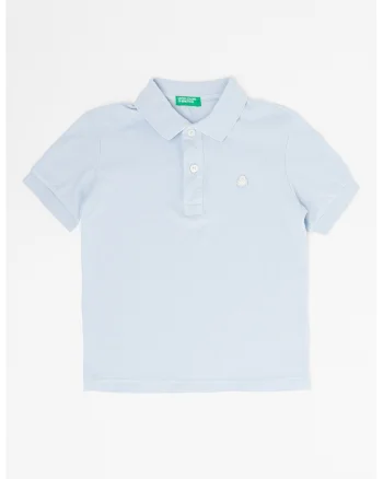 Tricou polo din bumbac pique cu logo, Albastru azur