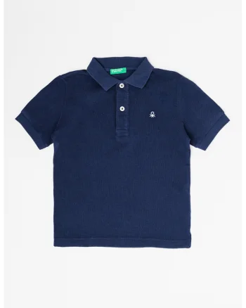 Tricou polo din bumbac pique cu logo, Bleumarin