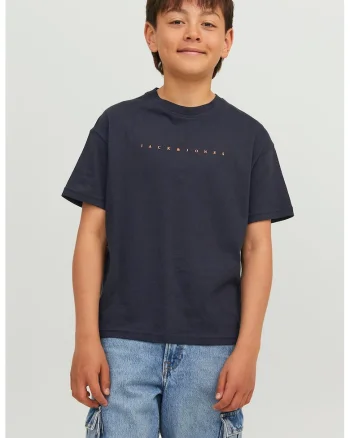 Tricou de bumbac cu imprimeu logo, Bleumarin