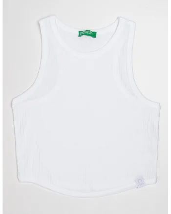 Top crop striat, Alb/Verde