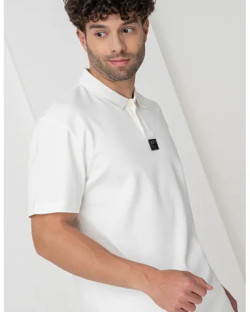 Tricou polo regular-fit de bumbac Deabono, Alb murdar