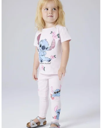 Tricou cu imprimeu Stitch, Roz pastel/Albastru stins