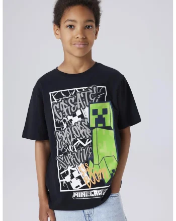 Tricou din amestec de bumbac cu imprimeu Minecraft, Verde/Negru
