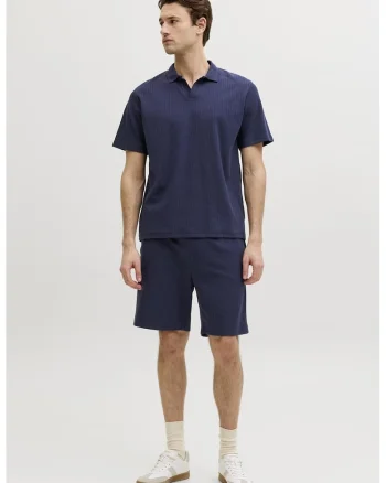 Tricou polo din amestec de bumbac, Bleumarin