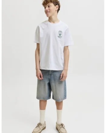 Tricou lejer din bumbac organic cu imprimeu, Verde/Alb optic