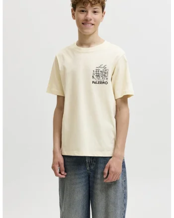 Tricou lejer din bumbac organic cu imprimeu, Negru/Bej