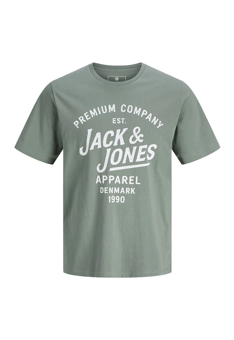 Tricou din bumbac organic cu imprimeu logo, Alb/Sage Green
