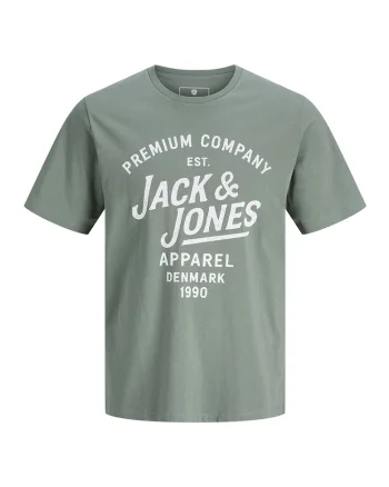 Tricou din bumbac organic cu imprimeu logo, Alb/Sage Green
