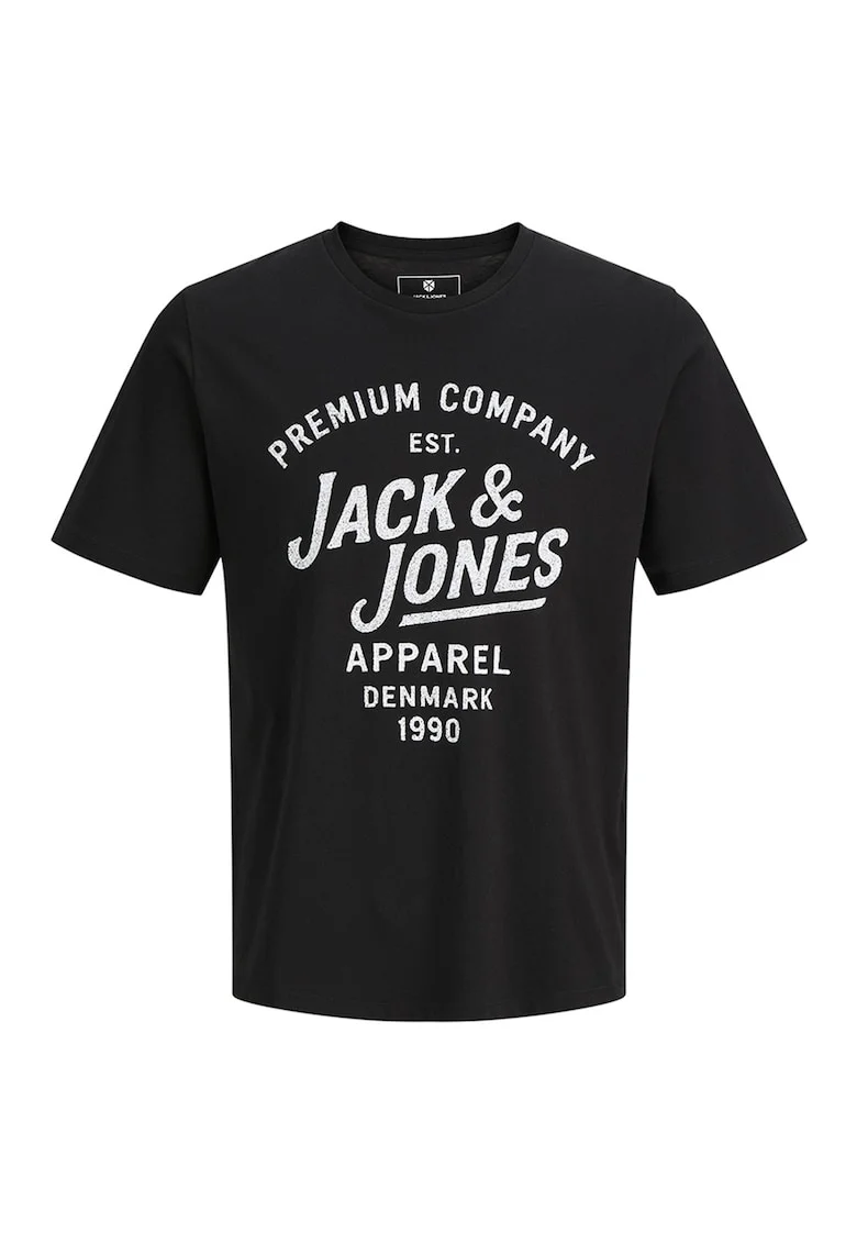 Tricou din bumbac organic cu imprimeu logo, Alb/Negru