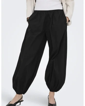 Pantaloni barrel cu model uni, Negru