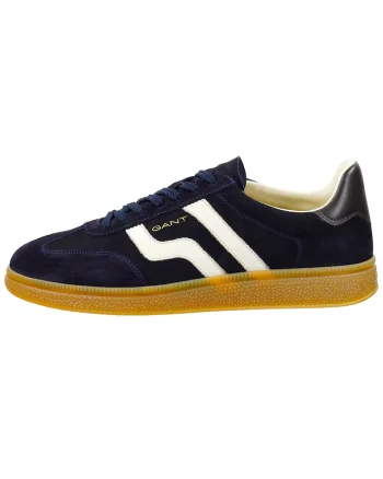 Pantofi sport de piele cu siret, Albastru inchis