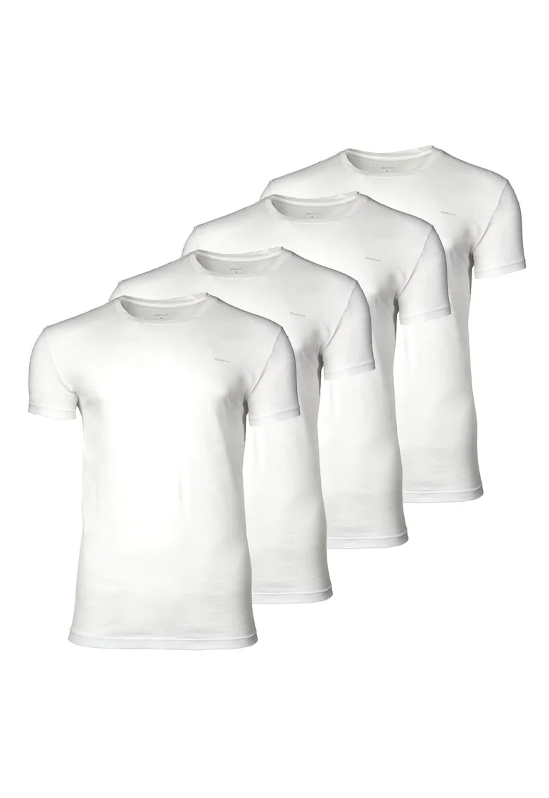 Set de tricouri uni cu decolteu la baza gatului - 4 perechi, Alb