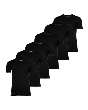 Set de tricouri slim fit uni - 6 piese, Negru