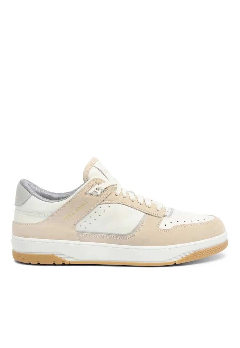 Men’s white and beige leather and nubuck Sneak-Air sneakers, Alb/Bej