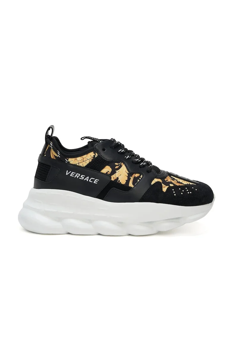 Chain Reaction V2 Black Barocco Man Sneakers, Auriu/Negru