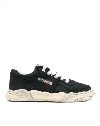 Maison  lace-up fastening vintage effect sneakers black, Negru