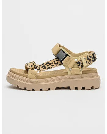 Sandale din piele cu model animal print Pallacruise, Negru/Bej sampanie