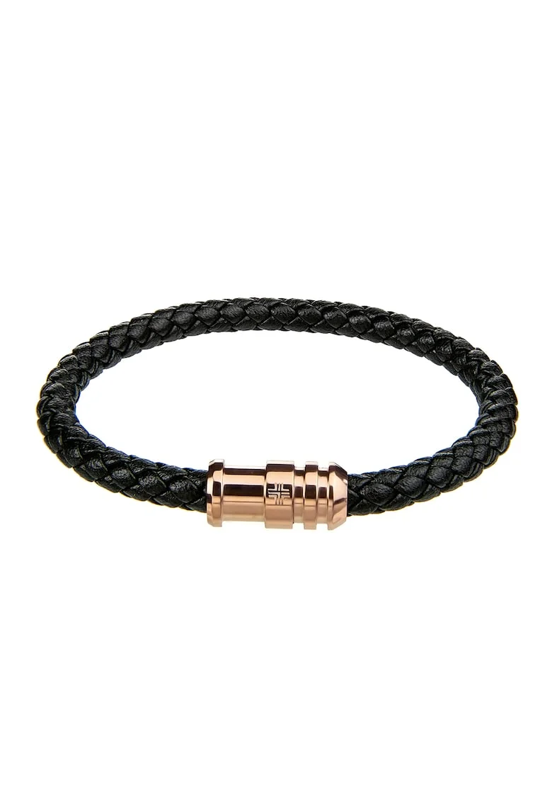 Bratara impletita din pielegewqfwq, Auriu/Negru/Auriu rose/Roz