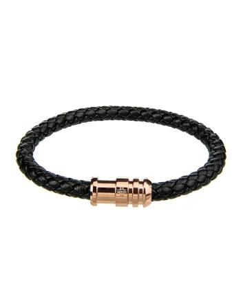Bratara impletita din pielegewqfwq, Auriu/Negru/Auriu rose/Roz