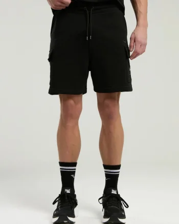 Pantaloni scurti cargo cu snur, Negru