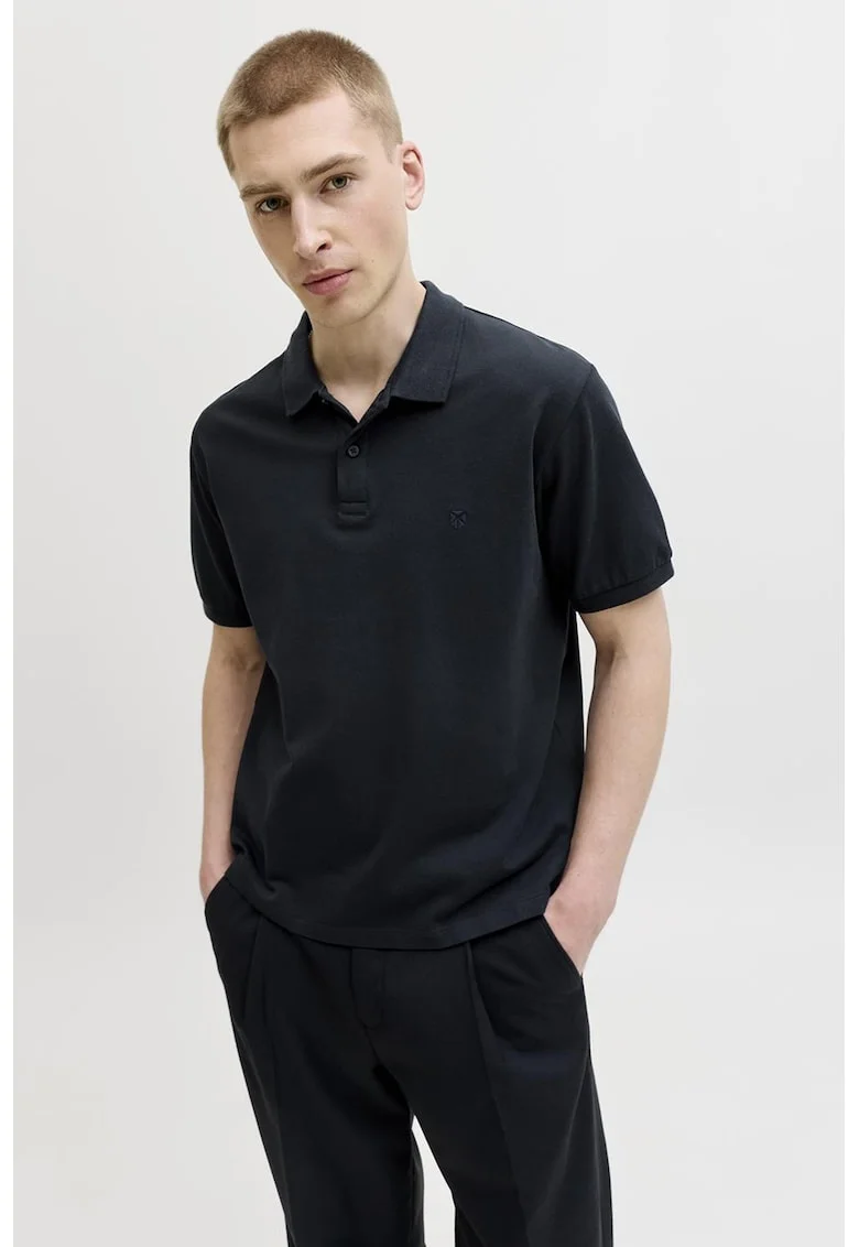 Tricou polo din bumbac organic cu croiala regular-fit, Albastru ultramarin