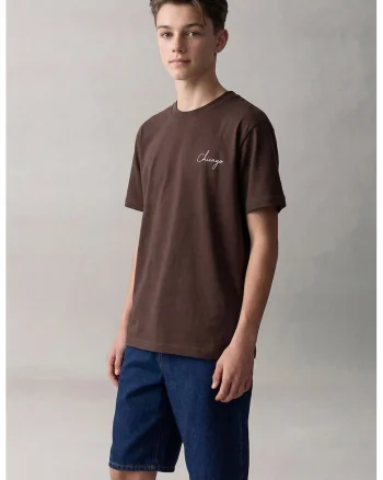 Tricou lejer din bumbac, Maro inchis