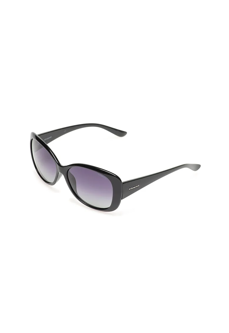 Ochelari de soare ovali unisex cu lentile polarizate, Negru