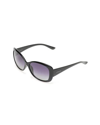Ochelari de soare ovali unisex cu lentile polarizate, Negru