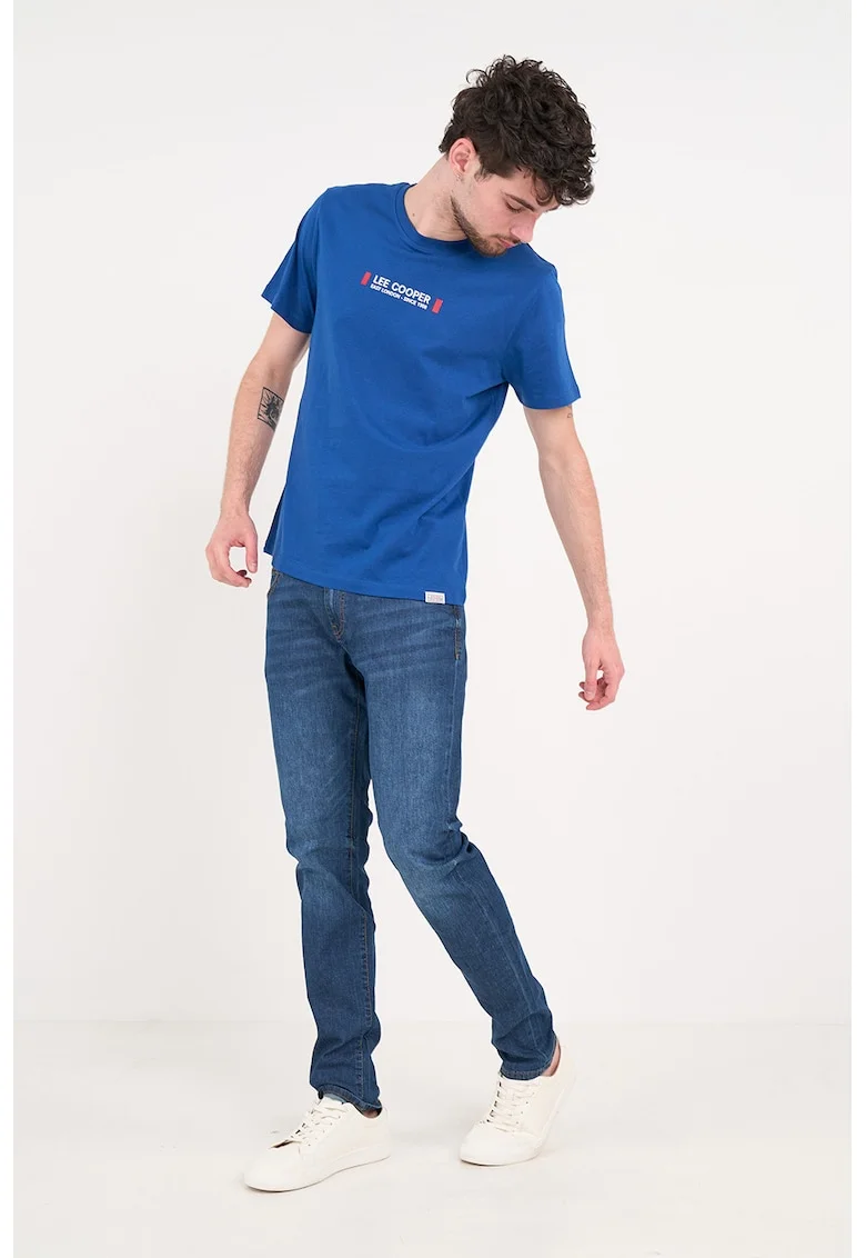 Blugi slim fit cu croiala conica, Albastru gentian