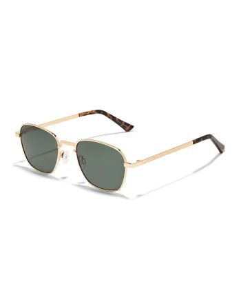 Ochelari de soare unisex cu rama metalica, Auriu