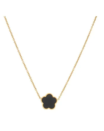 Colier auriu, din otel inoxidabil, suflat cu aur 18k, cu trifoi, Almyra C2