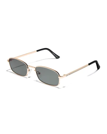 Ochelari de soare dreptunghiulari unisex cu rama metalica, Auriu