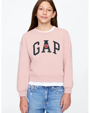 Bluza de trening cu imprimeu logo, Roz pal/Bleumarin