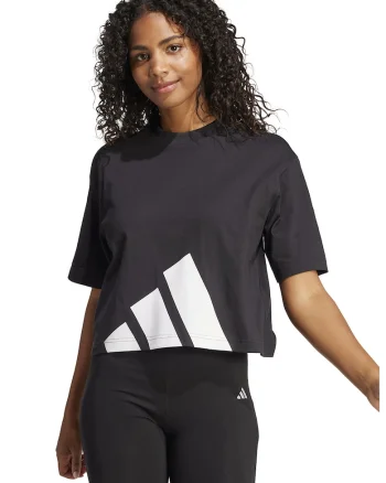 Tricou crop cu croiala lejera Essential, Alb/Negru