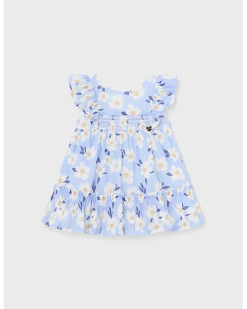 Rochie evazata cu model floral, Albastru pastel