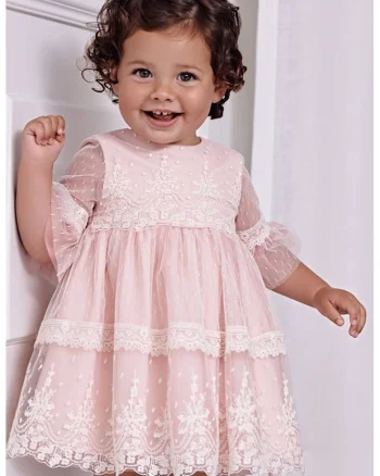 Rochie evazata din tul, Roz pal