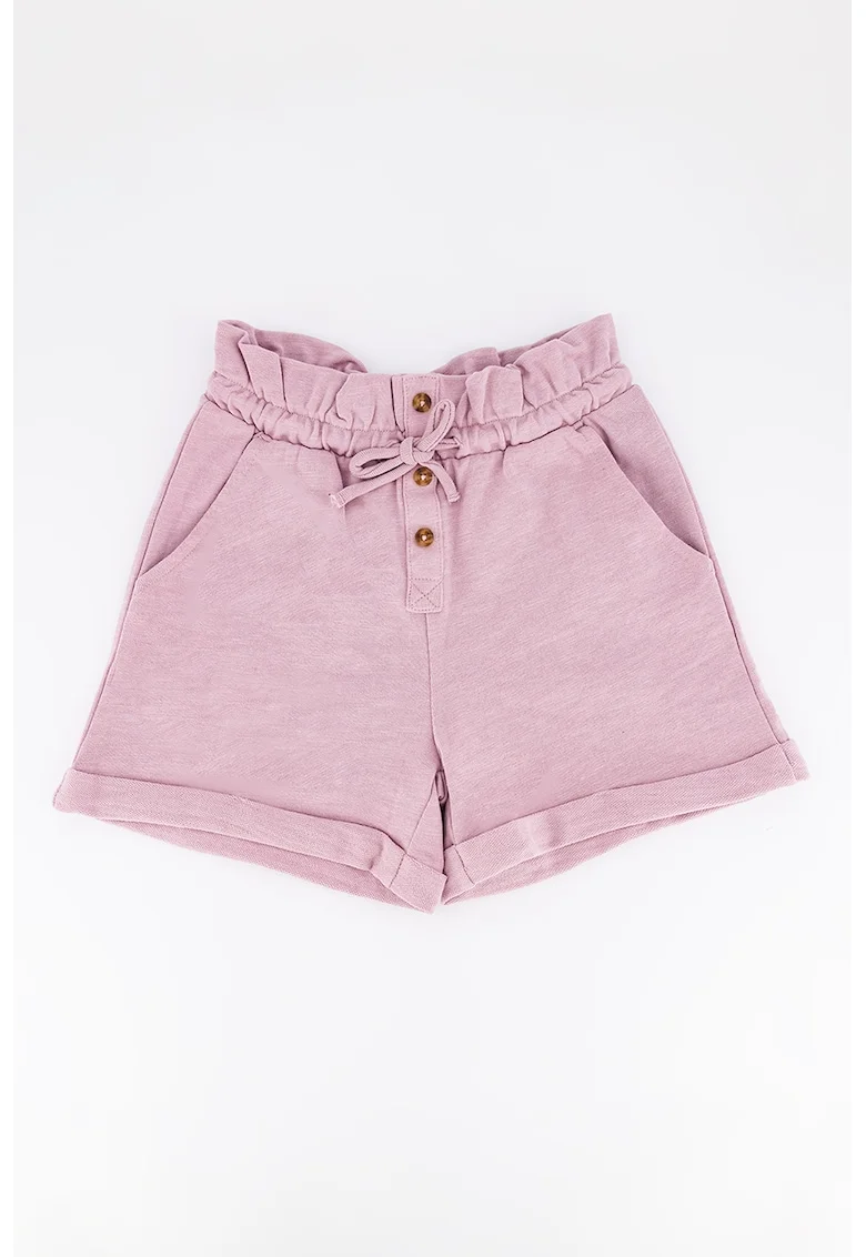 Pantaloni scurti cu snur in talie, Roz prafuit