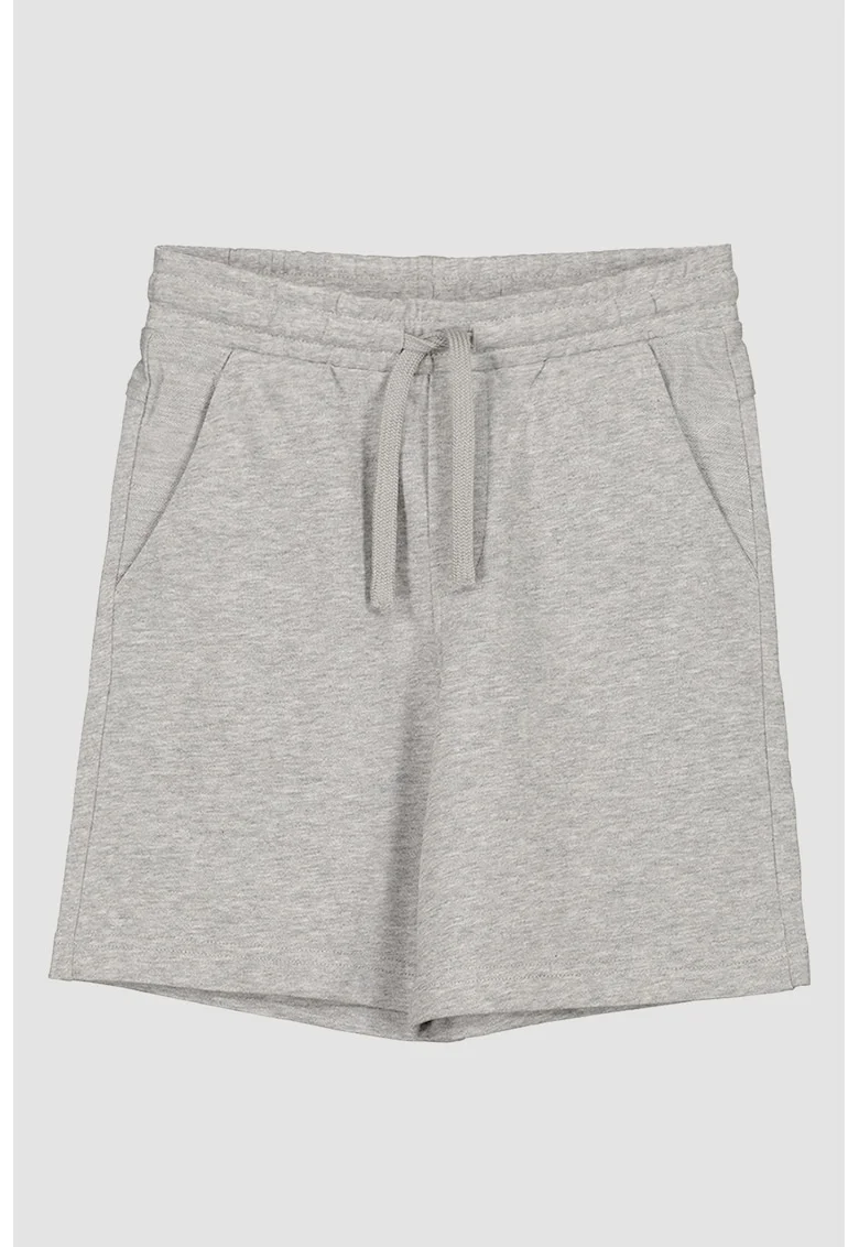 Pantaloni scurti de bumbac cu snur in talie, Gri