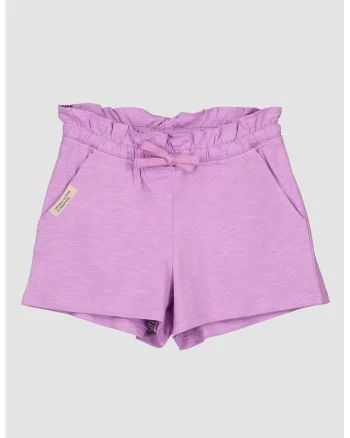 Pantaloni scurti de bumbac cu talie inalta si buzunare oblice, Lila