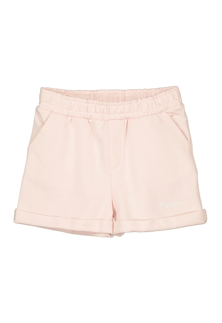 Pantaloni scurti de bumbac cu imprimeu logo, Roz pal
