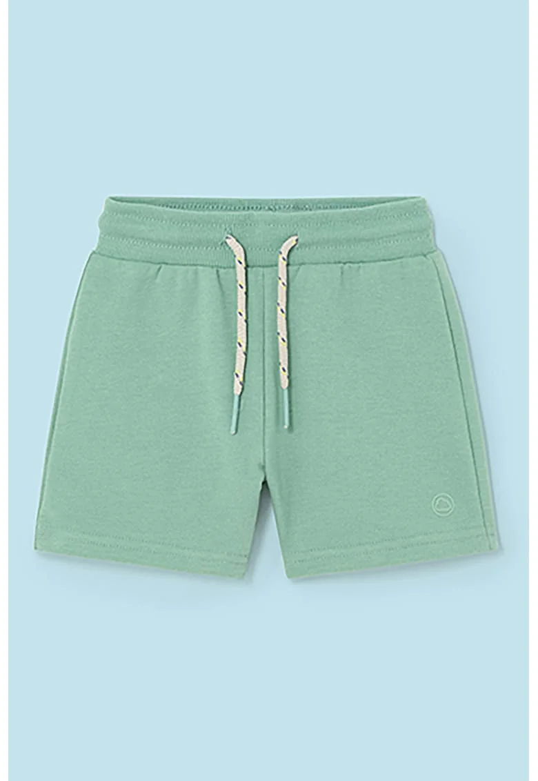 Pantaloni scurti din amestec de bumbac cu snur, Verde pal