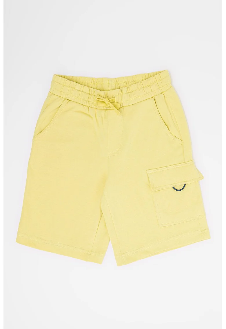 Pantaloni scurti de bumbac cu buzunare, Galben pal