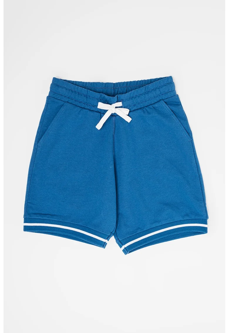 Pantaloni scurti de bumbac cu snur in talie, Albastru