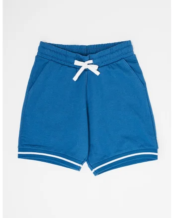 Pantaloni scurti de bumbac cu snur in talie, Albastru